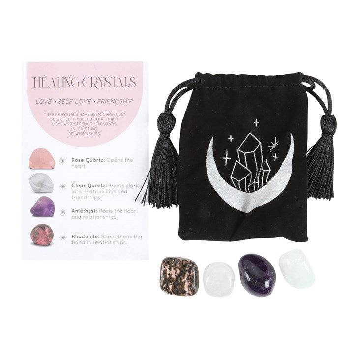 Love Healing Crystal Set with Moon Trinket Dish - Crystal Nest