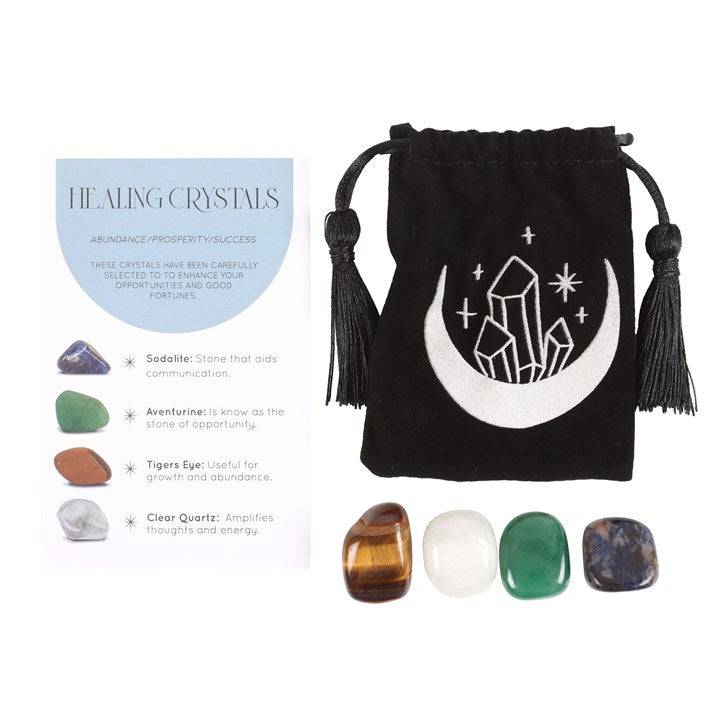 Success Healing Crystal Set with Moon Trinket Dish - Crystal Nest