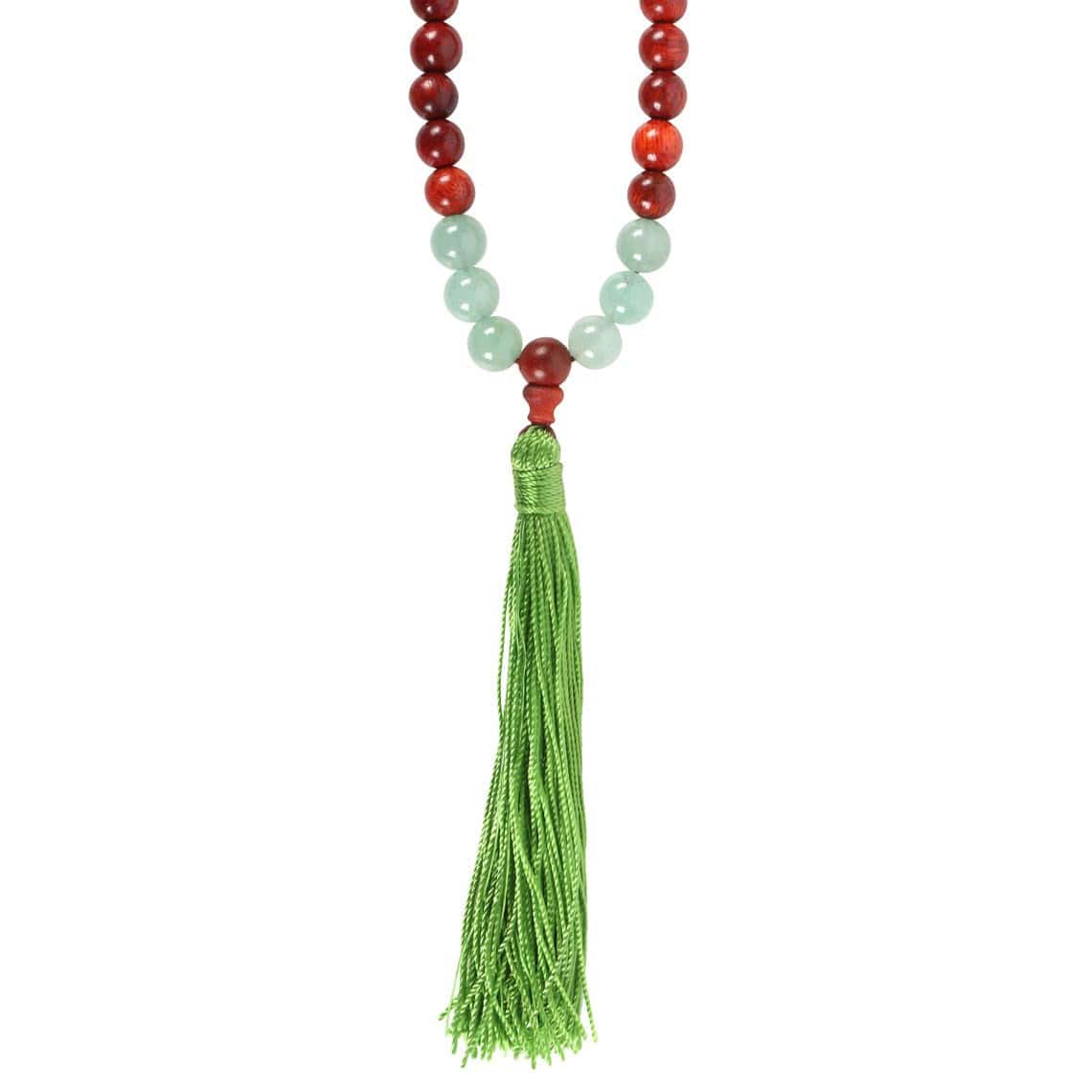 Love and Gratitude Rosewood & Green Aventurine Mala Necklace - Crystal Nest