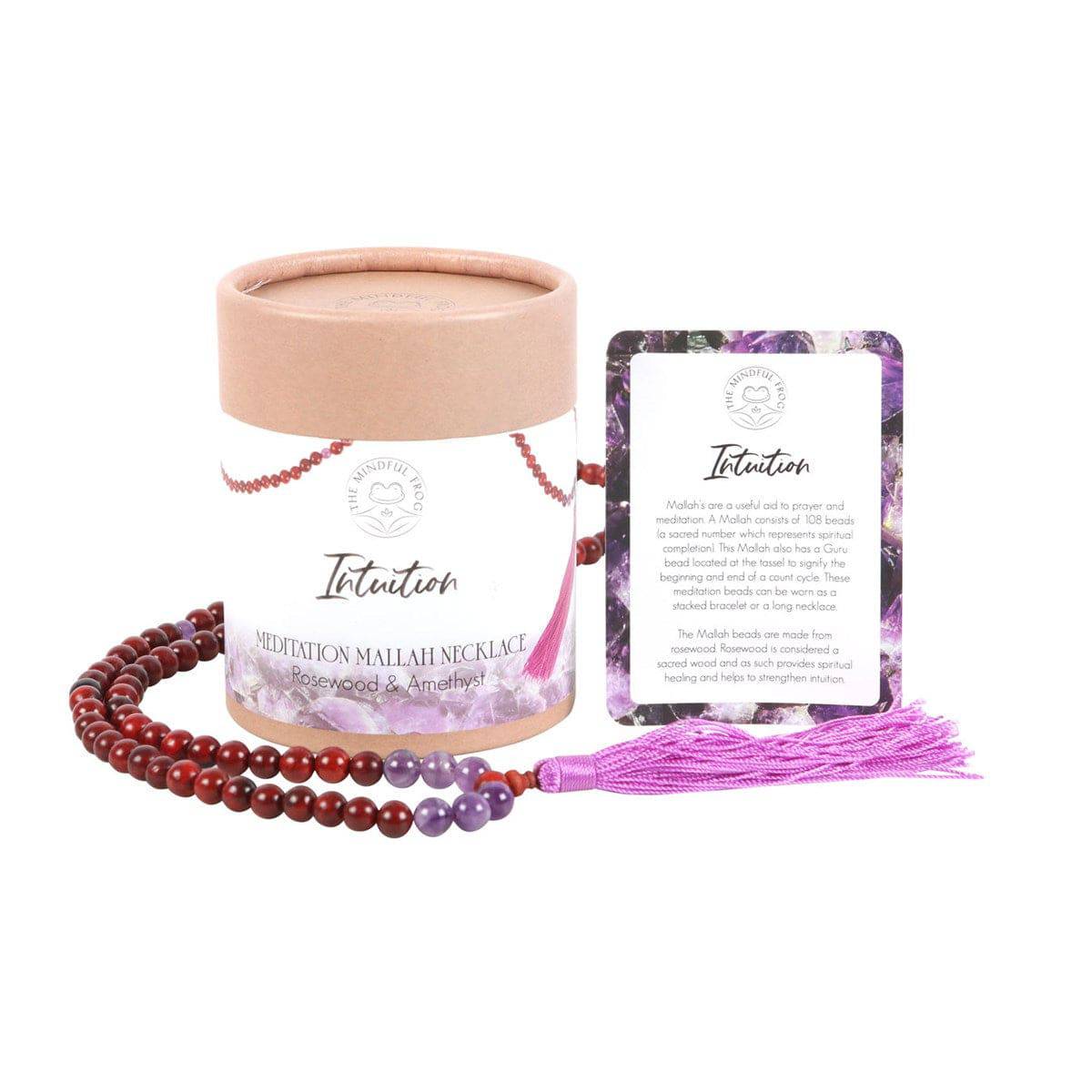 Intuition Rosewood & Amethyst Mala Necklace - Crystal Nest