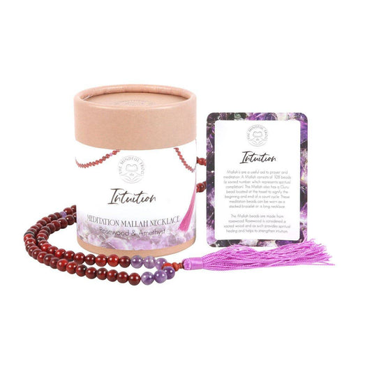 Intuition Rosewood & Amethyst Mala Necklace - Crystal Nest