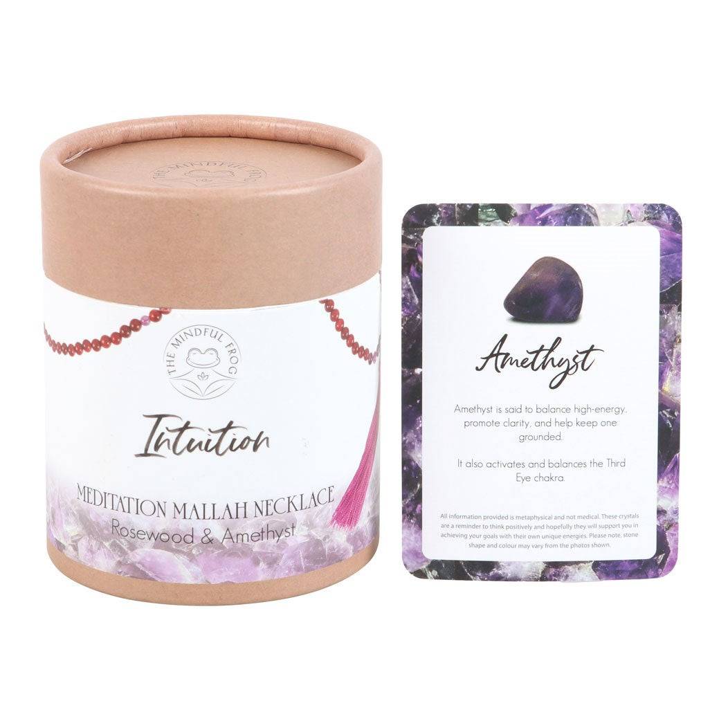 Intuition Rosewood & Amethyst Mala Necklace - Crystal Nest