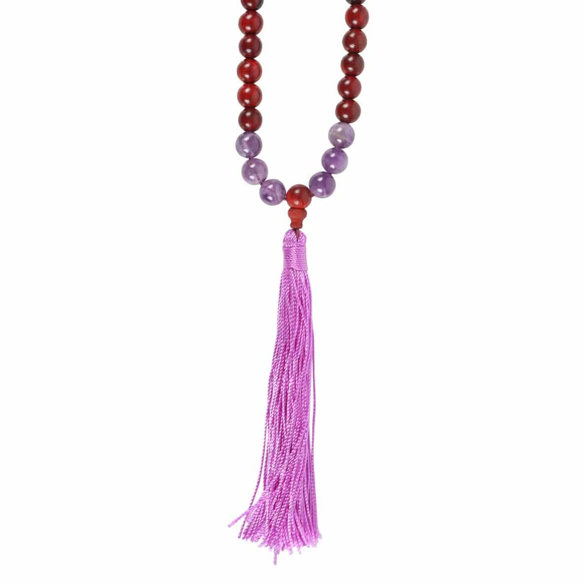 Intuition Rosewood & Amethyst Mala Necklace - Crystal Nest