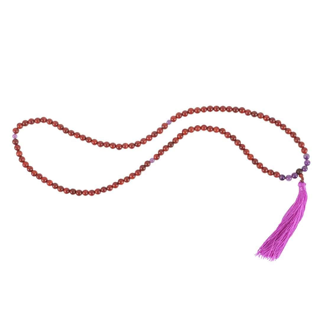 Intuition Rosewood & Amethyst Mala Necklace - Crystal Nest