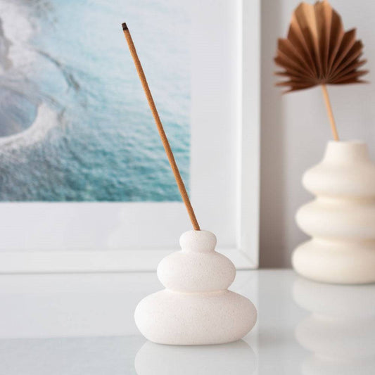 Cream Balancing Stones Incense Stick Holder - Crystal Nest