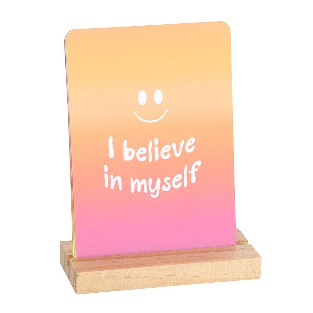 Mindful Moments Affirmation Cards with Wooden Stand - Crystal Nest