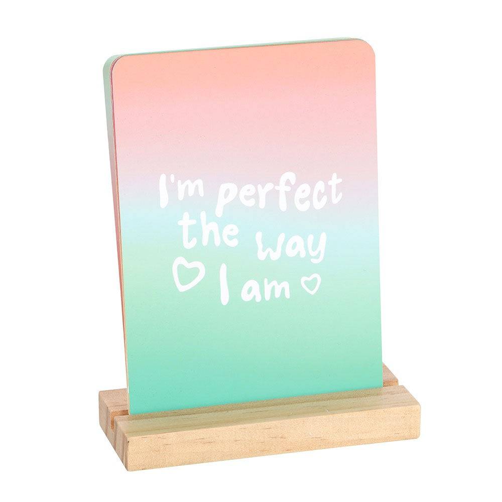 Mindful Moments Affirmation Cards with Wooden Stand - Crystal Nest