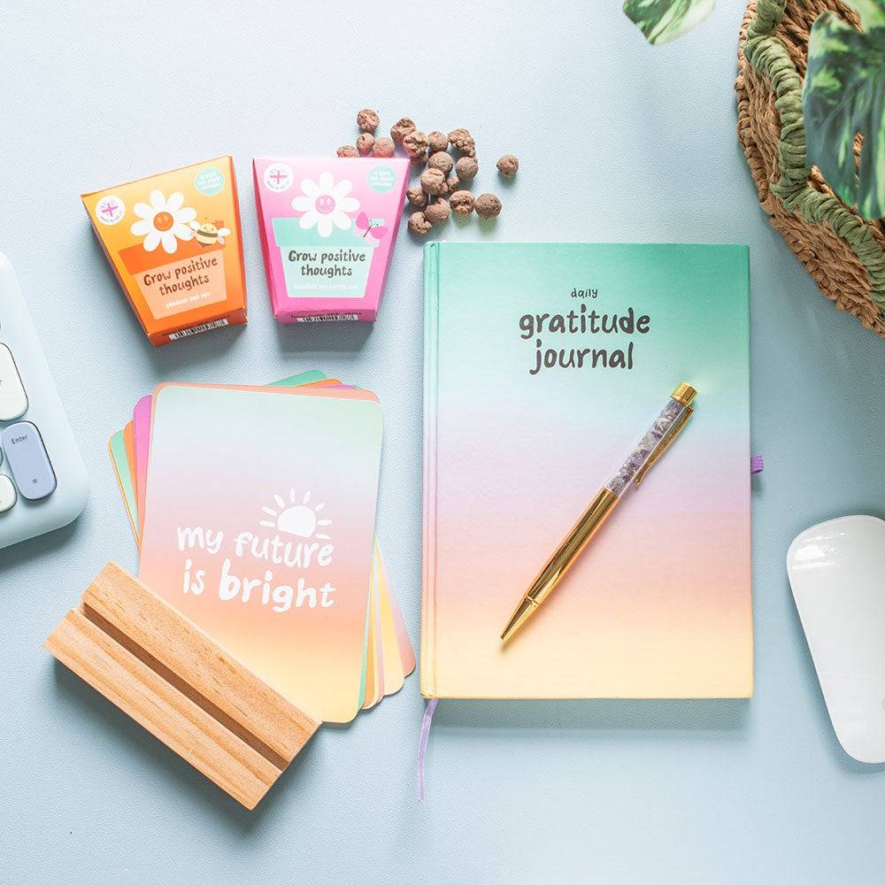 Mindful Moments Affirmation Cards with Wooden Stand - Crystal Nest