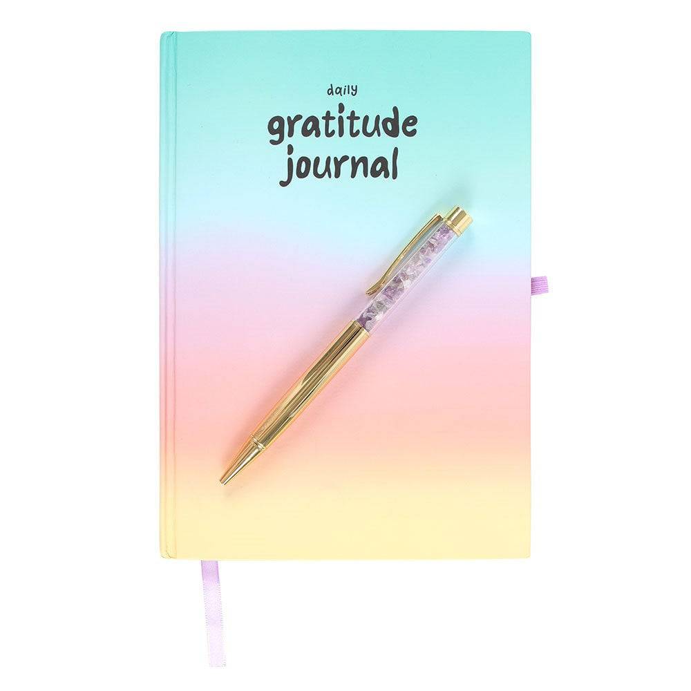 Multicoloured Gratitude Journal with Amethyst Pen - Crystal Nest