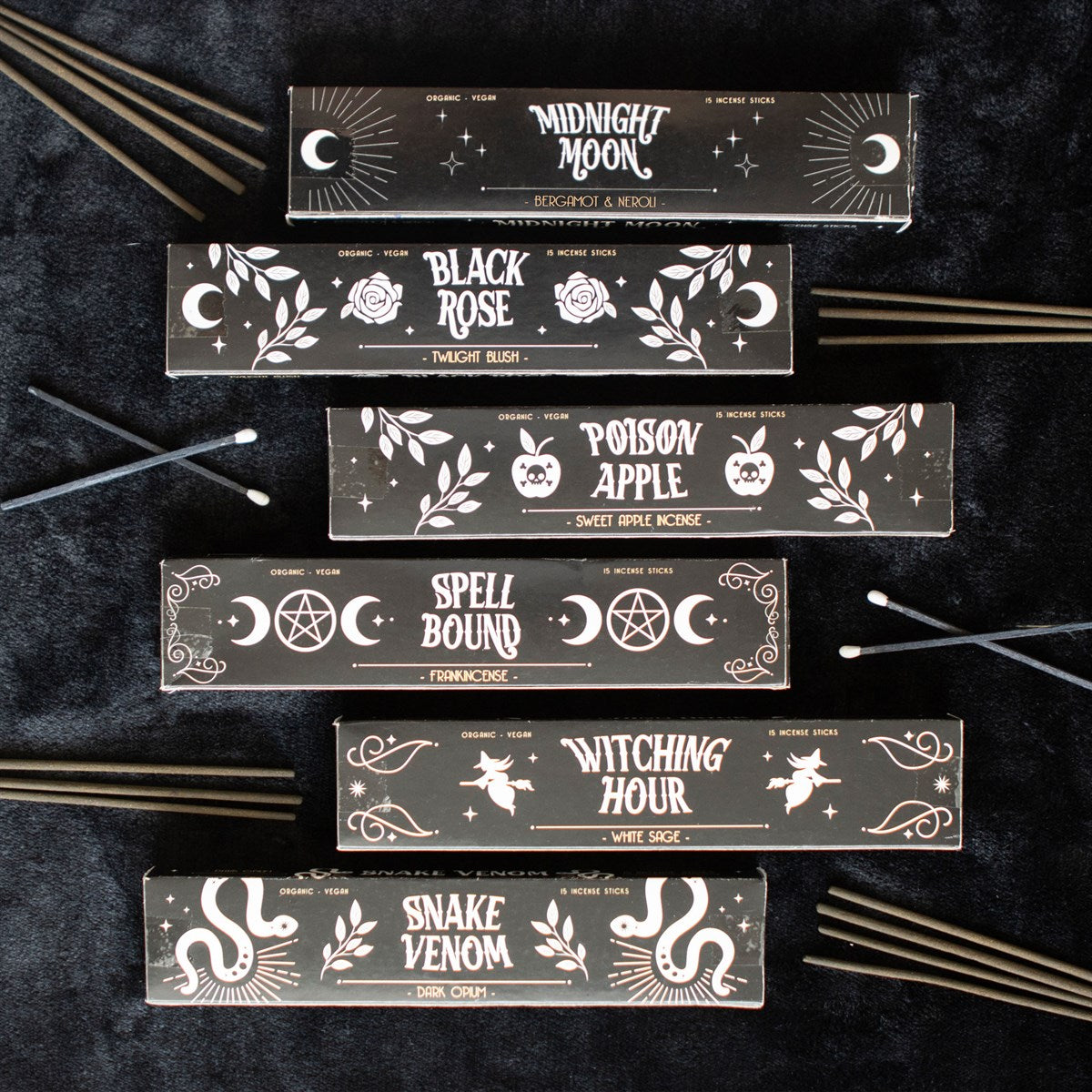 Midnight Ritual Incense Sticks | Set of 6 | Witchy Fragrance Gift Pack - Crystal Nest