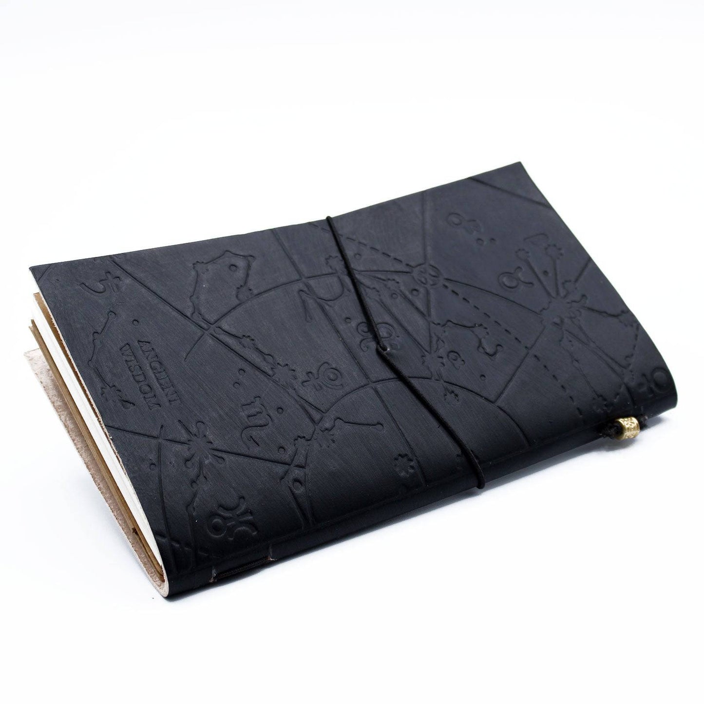 My Little Black Book - Handmade Black Leather Journal - Crystal Nest