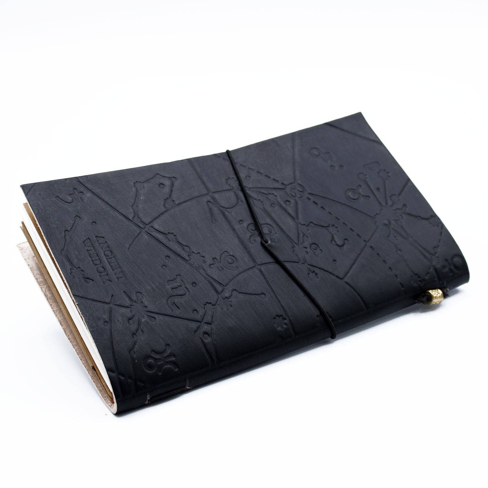 My Little Black Book - Handmade Black Leather Journal - Crystal Nest