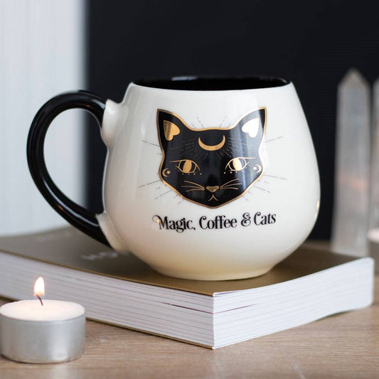 Magic, Coffee & Cats Rounded Mug - Crystal Nest