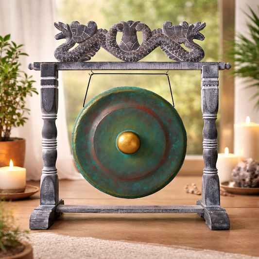 Sound Healing Gong with Stand (35cm) | Meditation Gong for Yoga & Energy Cleansing - Crystal Nest