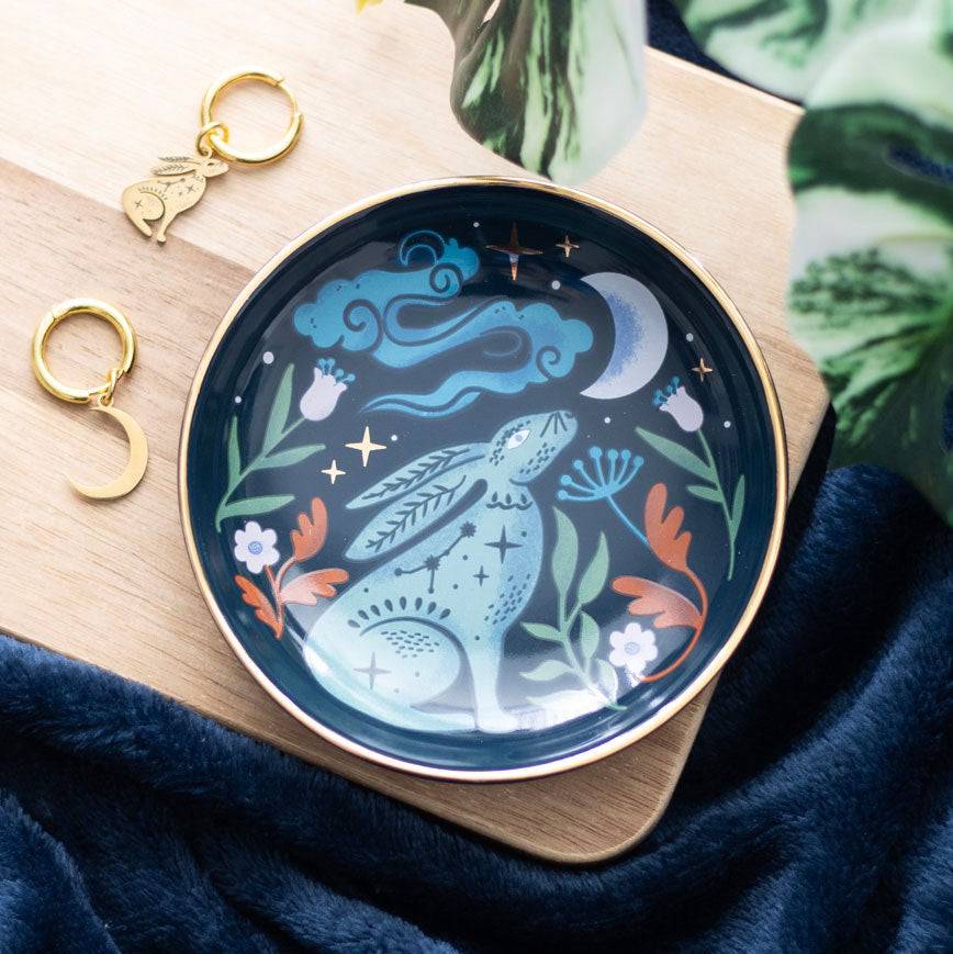 Midnight Hare Trinket Dish - Crystal Nest