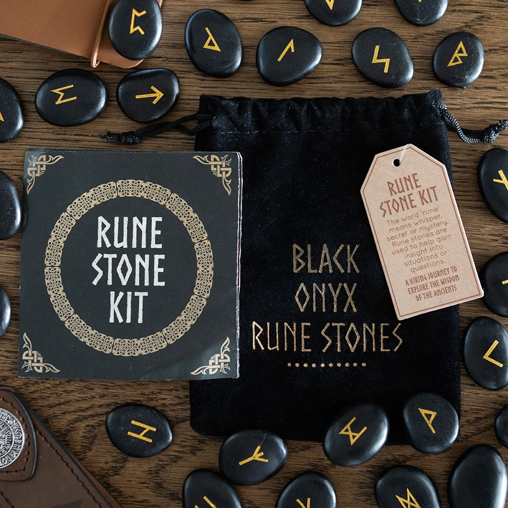 Black Onyx Viking Rune Stone Set - Crystal Nest
