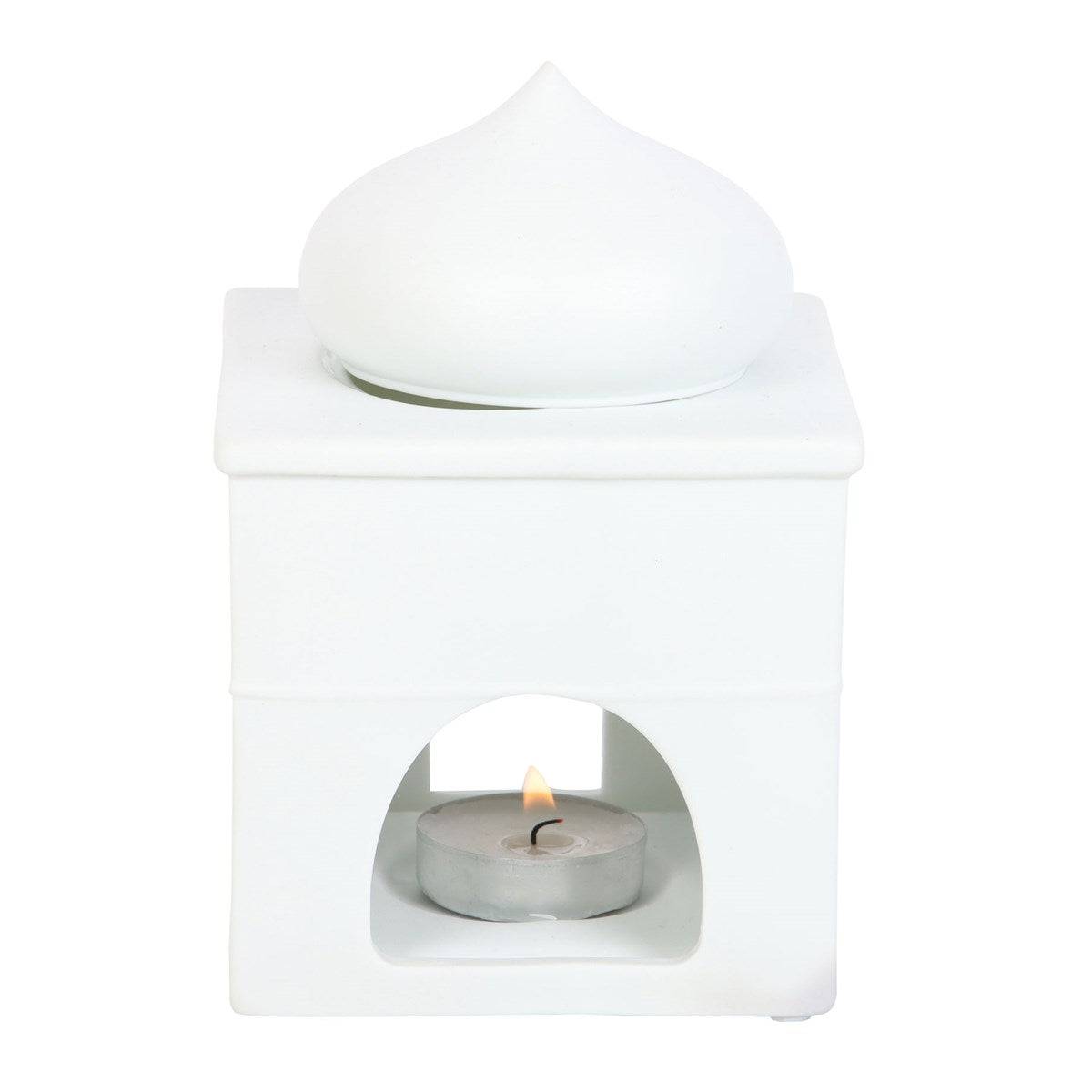 White Ceramic Mosque Oil Burner - Crystal Nest