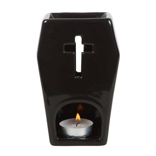 Black Coffin Oil Burner - Crystal Nest
