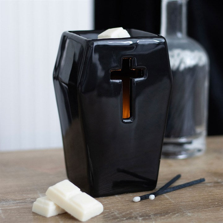 Black Coffin Oil Burner - Crystal Nest