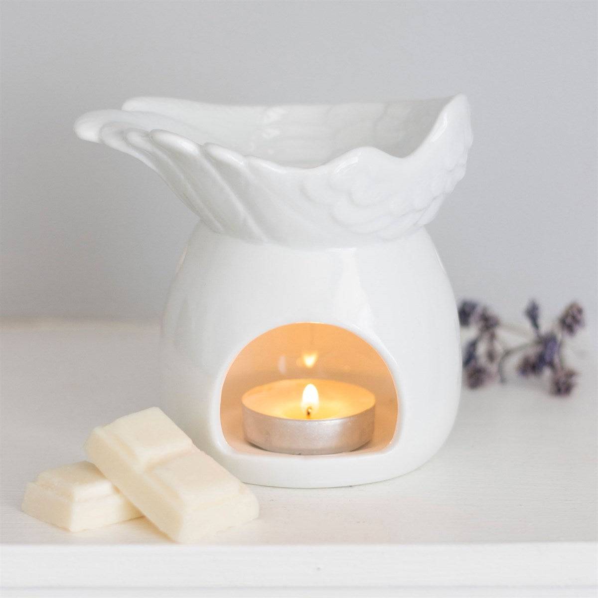 Angel Wing Dish Ceramic Oil Burner - Crystal Nest