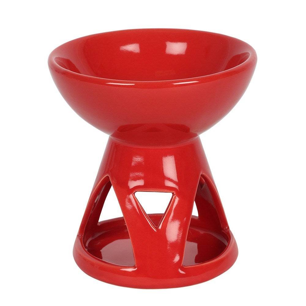 Red Deep Bowl Ceramic Oil Burner - Crystal Nest