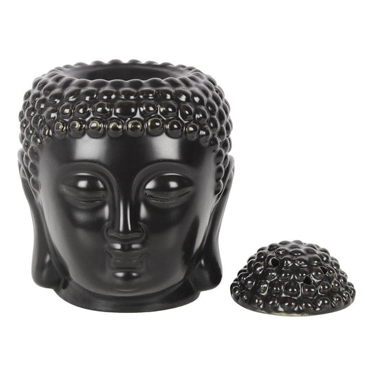 Black Buddha Head Oil Burner - Crystal Nest