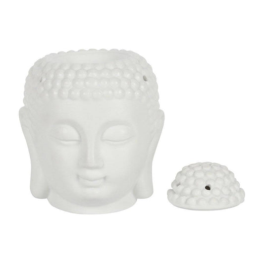White Buddha Head Oil Burner - Crystal Nest