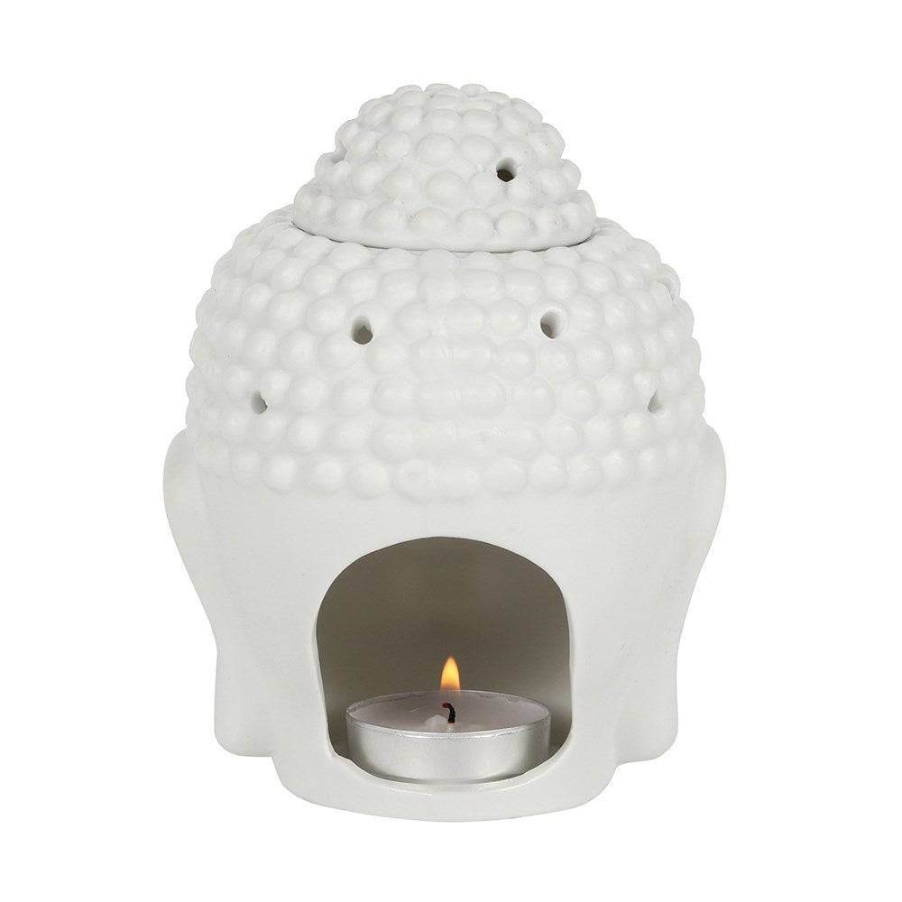 White Buddha Head Oil Burner - Crystal Nest