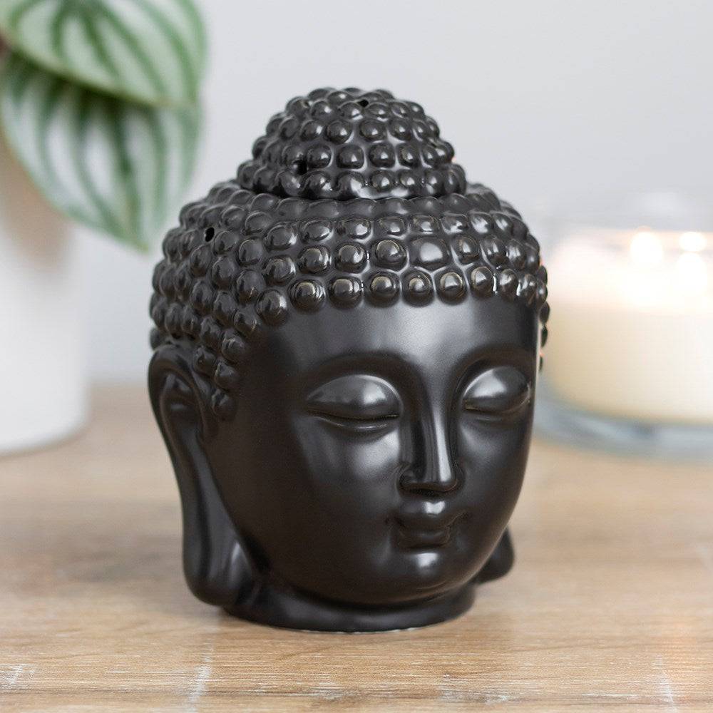 Black Buddha Head Oil Burner - Crystal Nest
