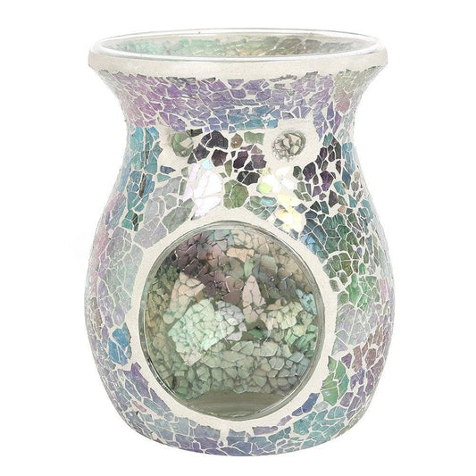 Large Iridescent Crackle Oil Burner - Crystal Nest