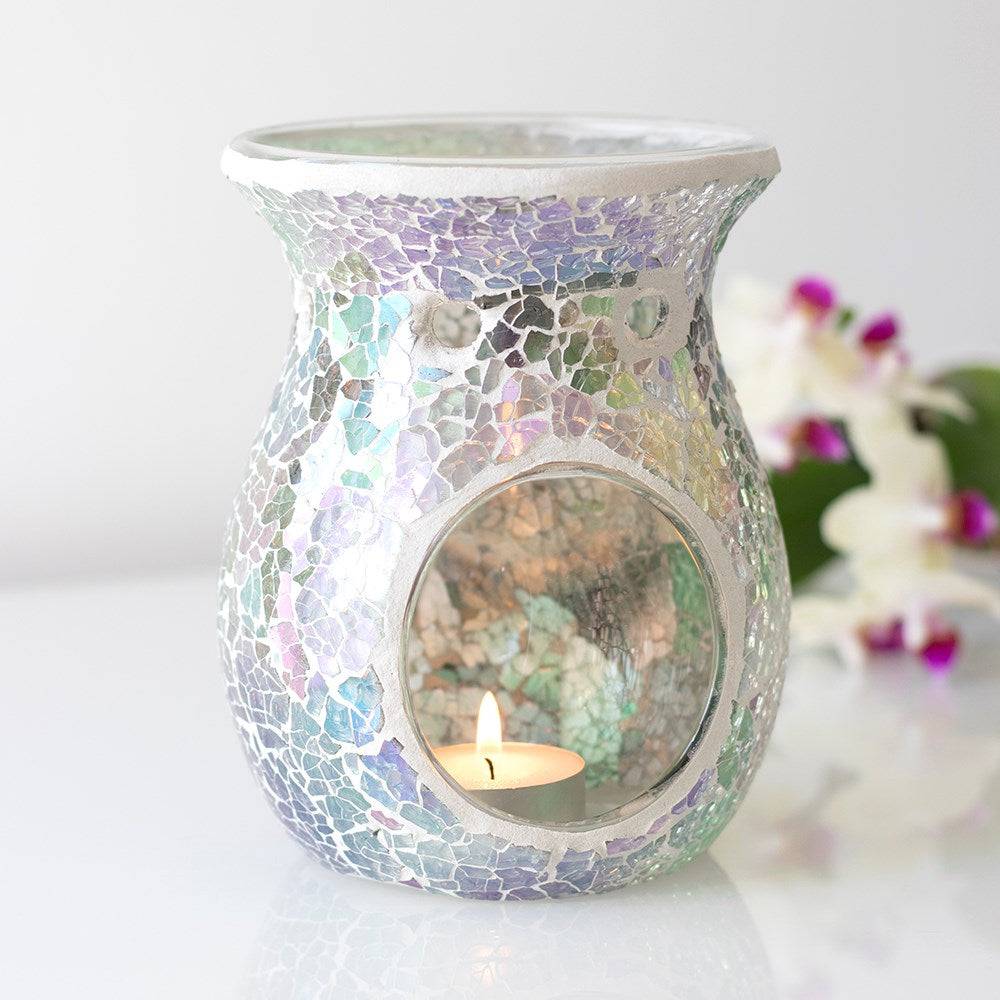 Large Iridescent Crackle Oil Burner - Crystal Nest