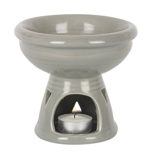 Grey Deep Bowl Ceramic Oil Burner - Crystal Nest