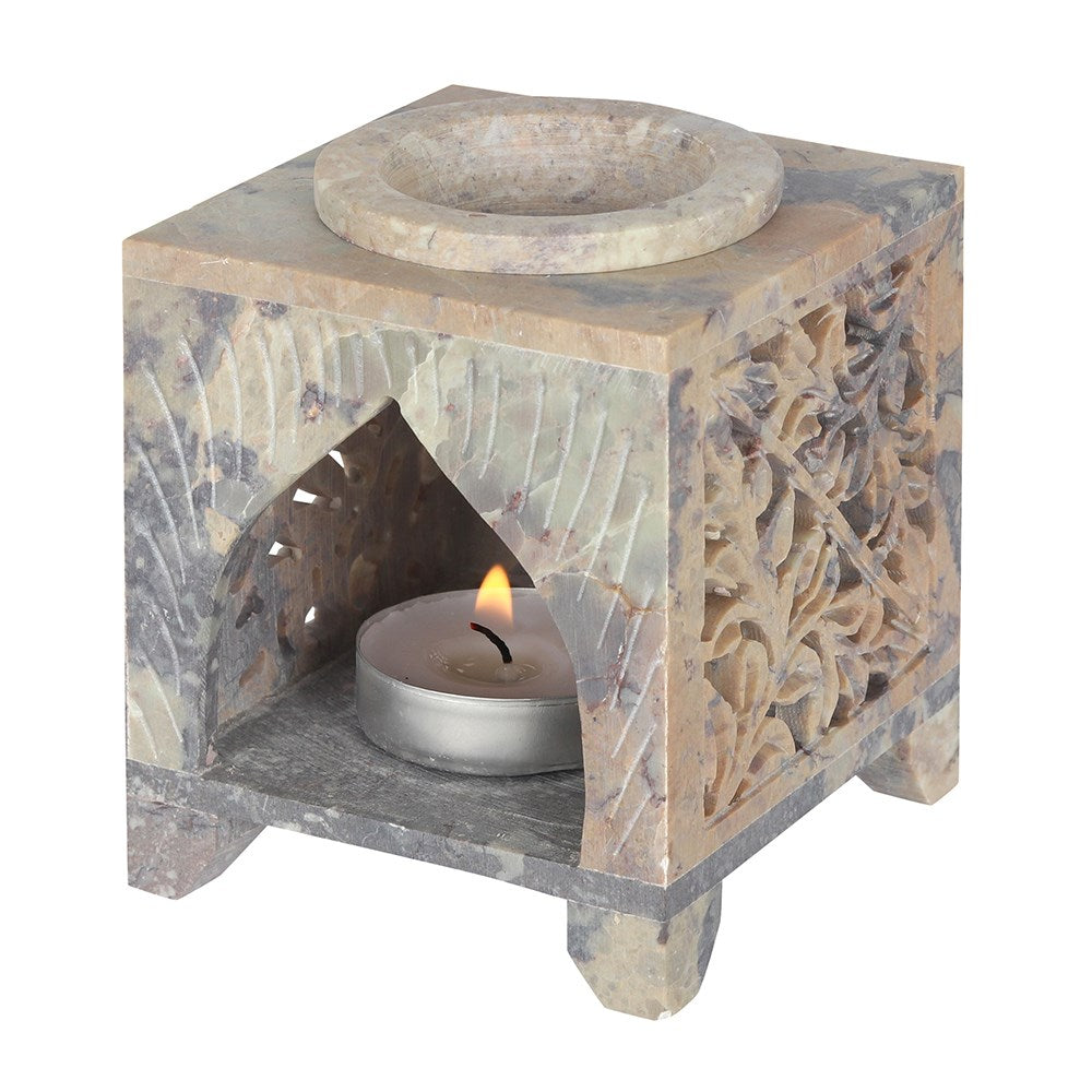 Moroccan Arch Cutout Soapstone Oil & Wax Burner - Crystal Nest