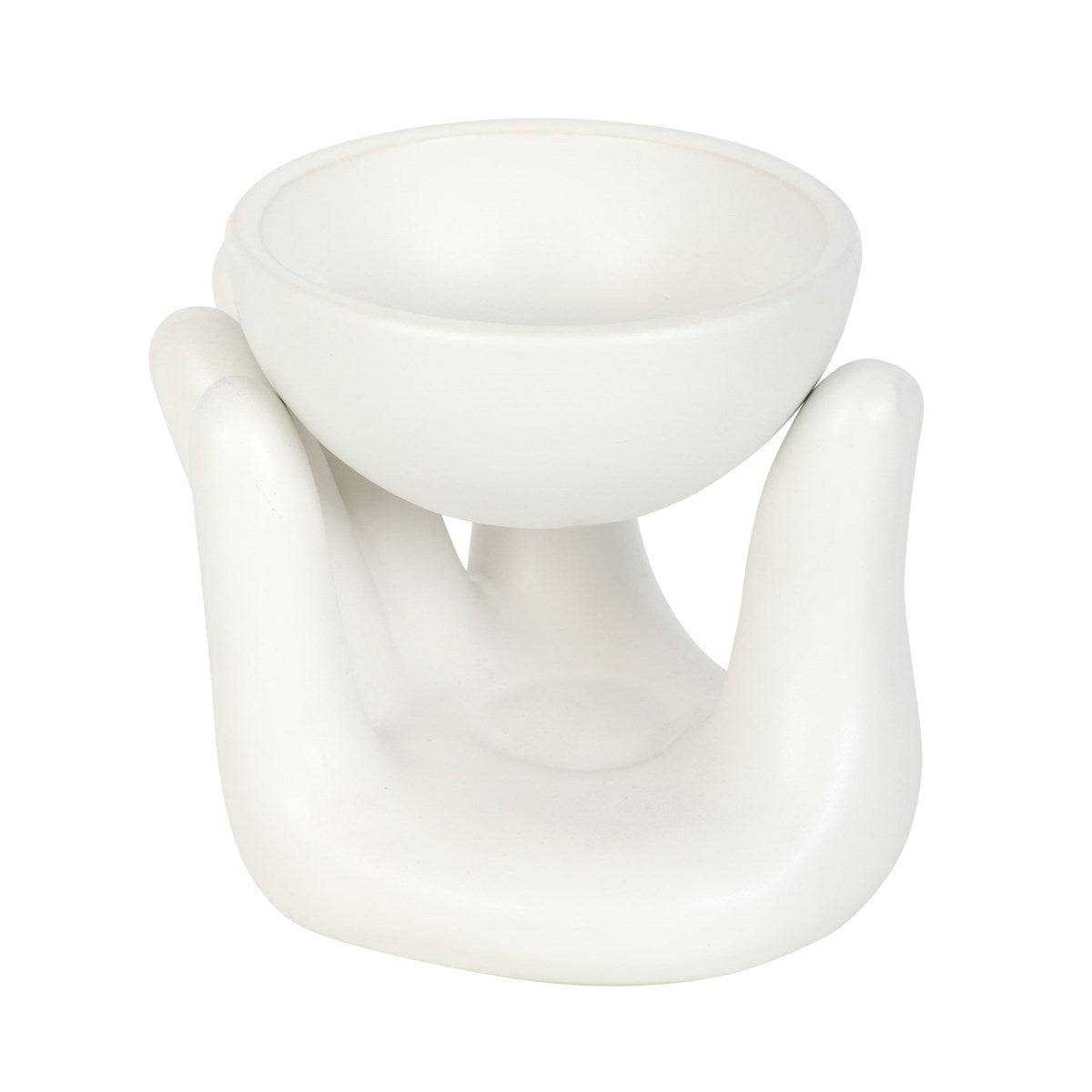 White Ceramic Hand Oil Burner - Crystal Nest