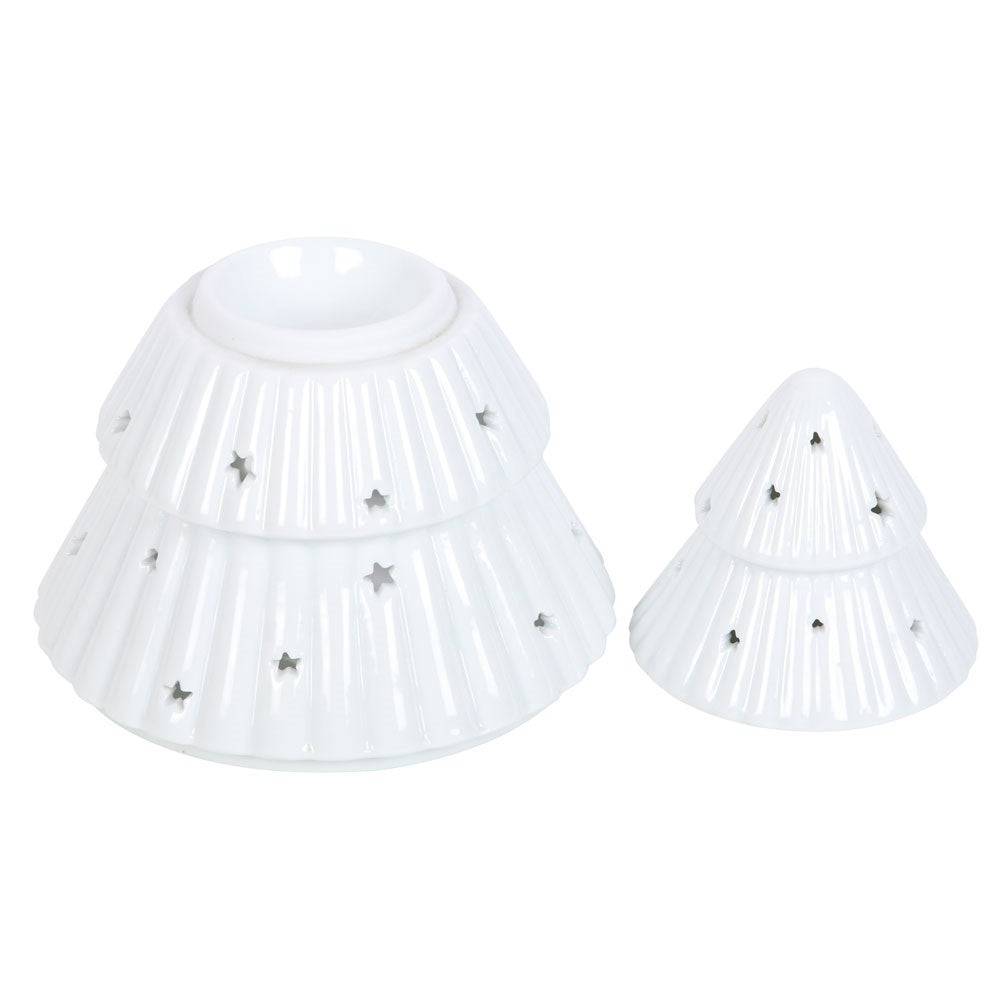 White Christmas Tree Oil Burner - Crystal Nest