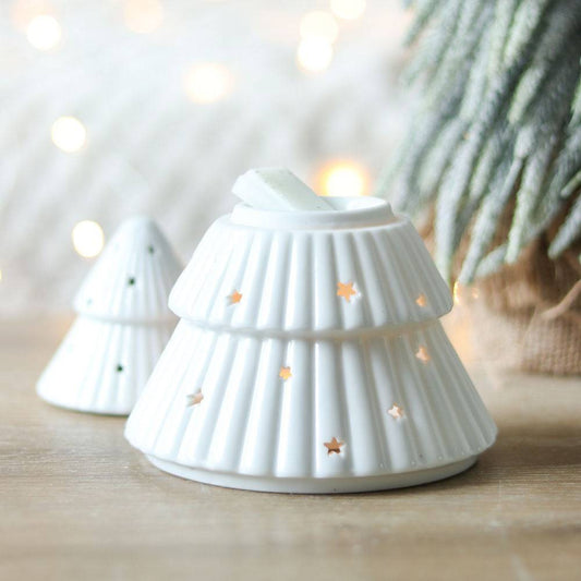 White Christmas Tree Oil Burner - Crystal Nest
