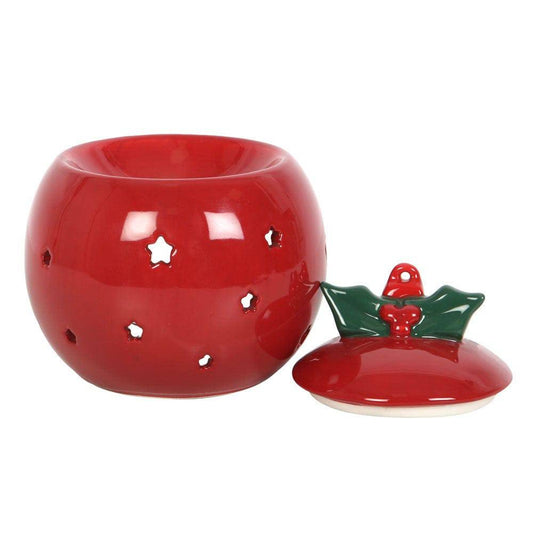 Red Christmas Bauble Oil Burner - Crystal Nest