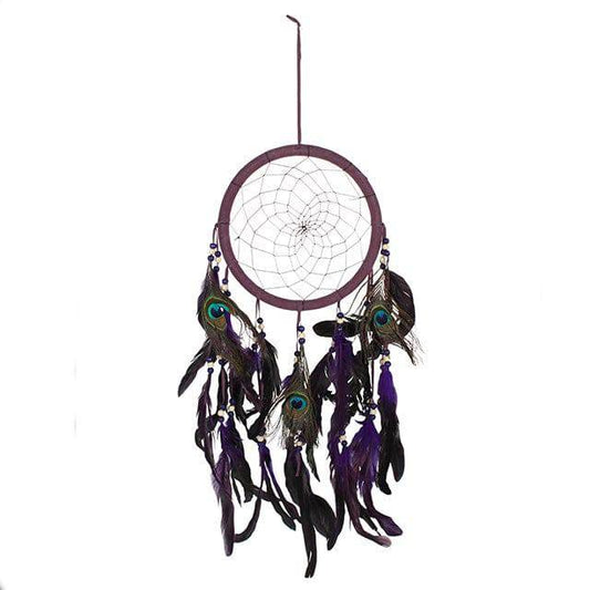 Purple Peacock Feather Dreamcatcher - Crystal Nest
