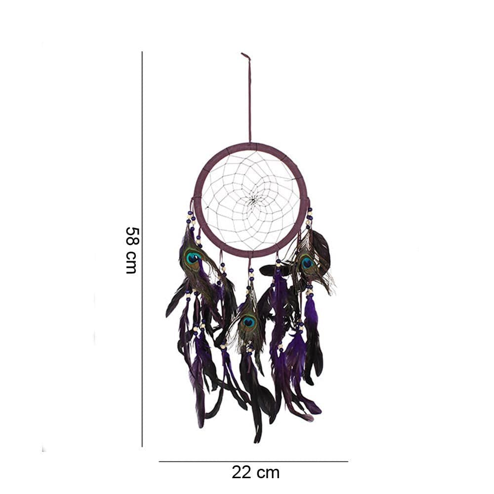 Purple Peacock Feather Dreamcatcher - Crystal Nest