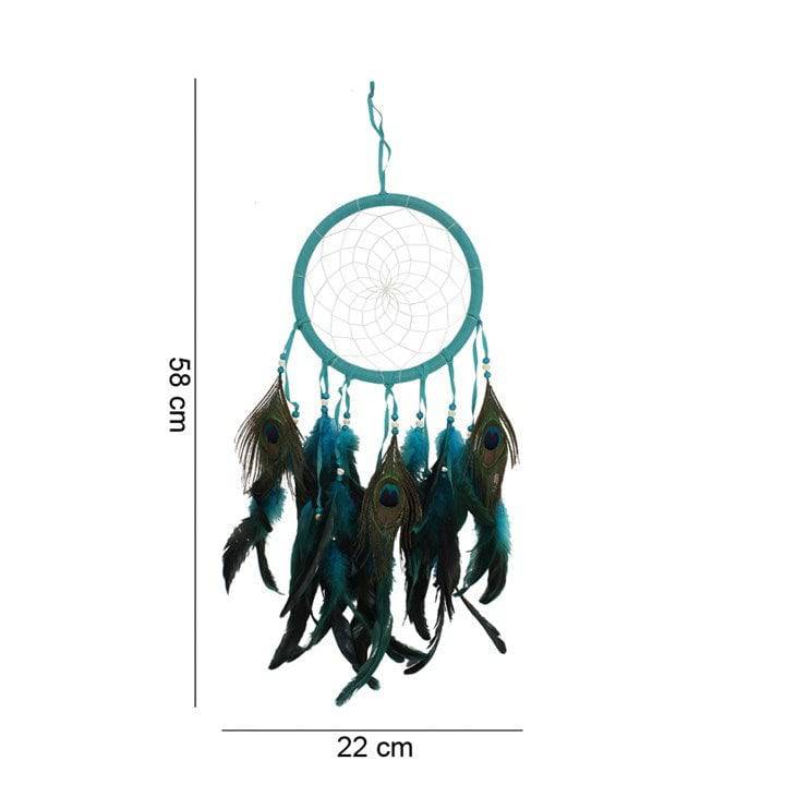 Turquoise Peacock Feather Dreamcatcher - Crystal Nest