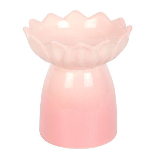 Pink Water Lily Ceramic Oil Burner & Wax Warmer - Crystal Nest