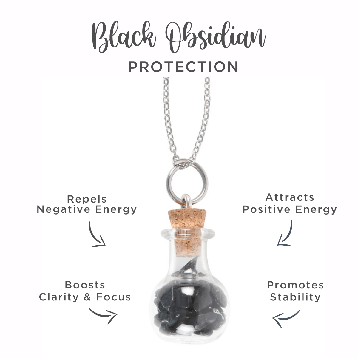 Protection Necklace – Bottled Black Obsidian Crystal Chips - Crystal Nest