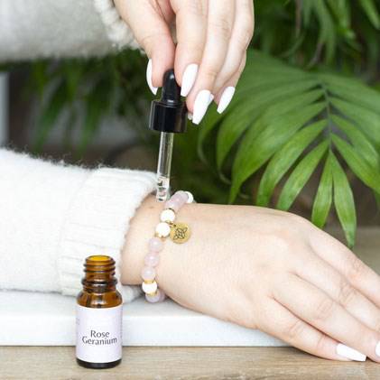 Self Love Rose Quartz Crystal Essential Oil Bracelet - Crystal Nest