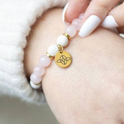 Self Love Rose Quartz Crystal Essential Oil Bracelet - Crystal Nest