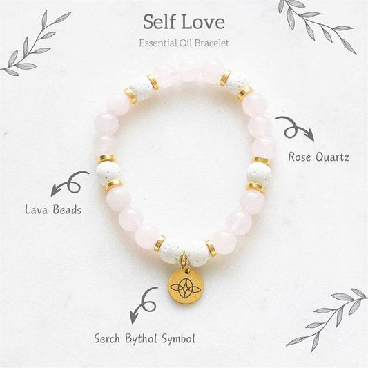 Self Love Rose Quartz Crystal Essential Oil Bracelet - Crystal Nest