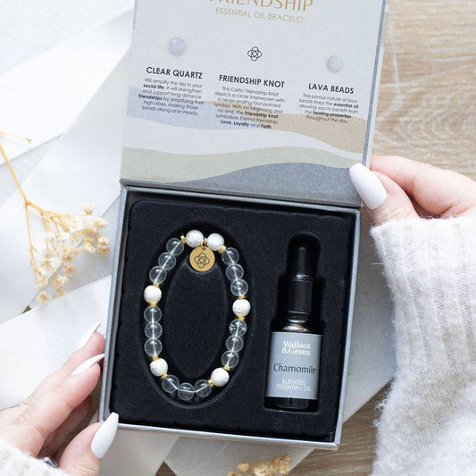 Friendship Clear Quartz Crystal Essential Oil Bracelet - Crystal Nest