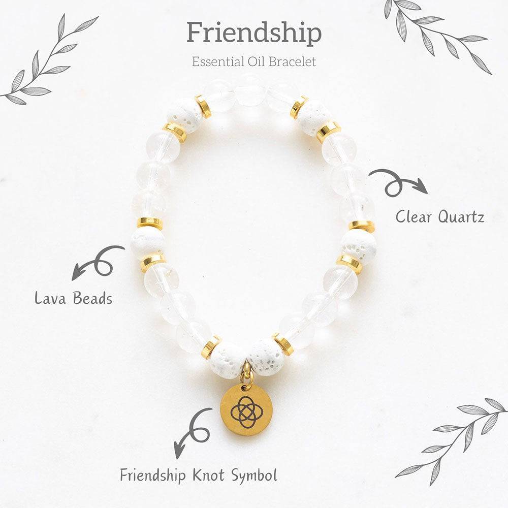 Friendship Clear Quartz Crystal Essential Oil Bracelet - Crystal Nest