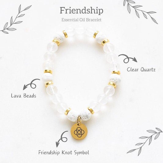 Friendship Clear Quartz Crystal Essential Oil Bracelet - Crystal Nest