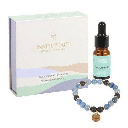 Inner Peace Blue Lace Agate Crystal Essential Oil Bracelet - Crystal Nest