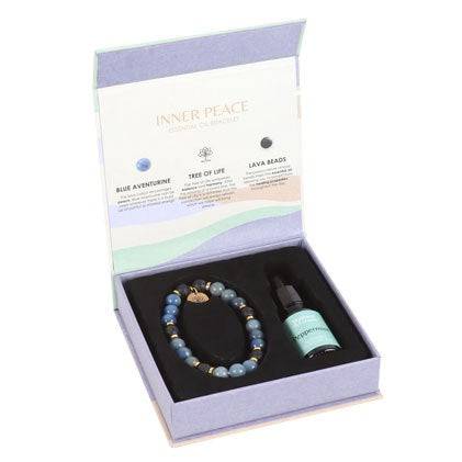 Inner Peace Blue Lace Agate Crystal Essential Oil Bracelet - Crystal Nest